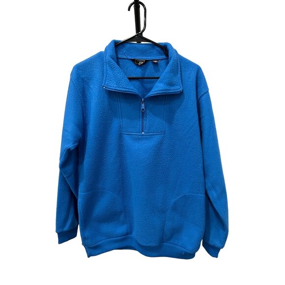 Fox Royal Blue Fleece Pullover Quarter Zip Collar Size S - Picture 1 of 9